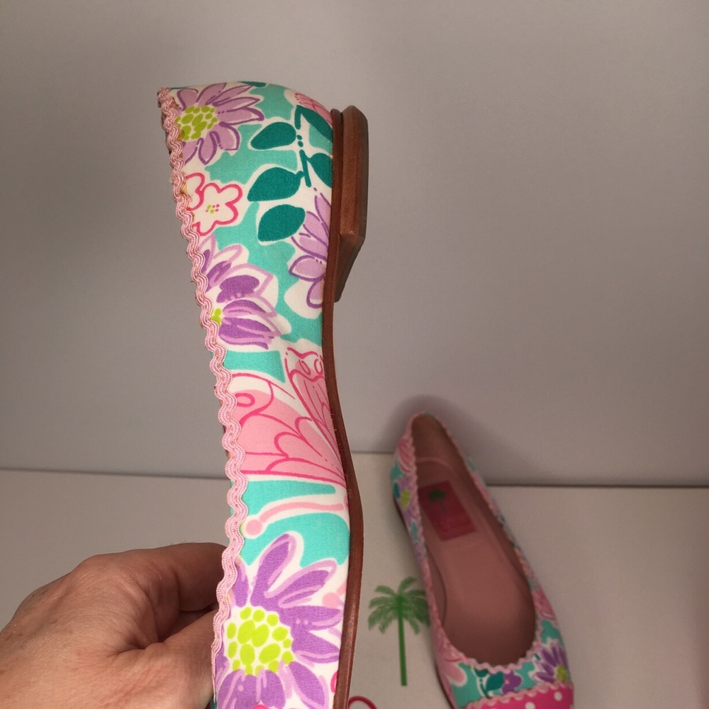 Lily Pulitzer Silk Multi Colored Ballet Flats 8